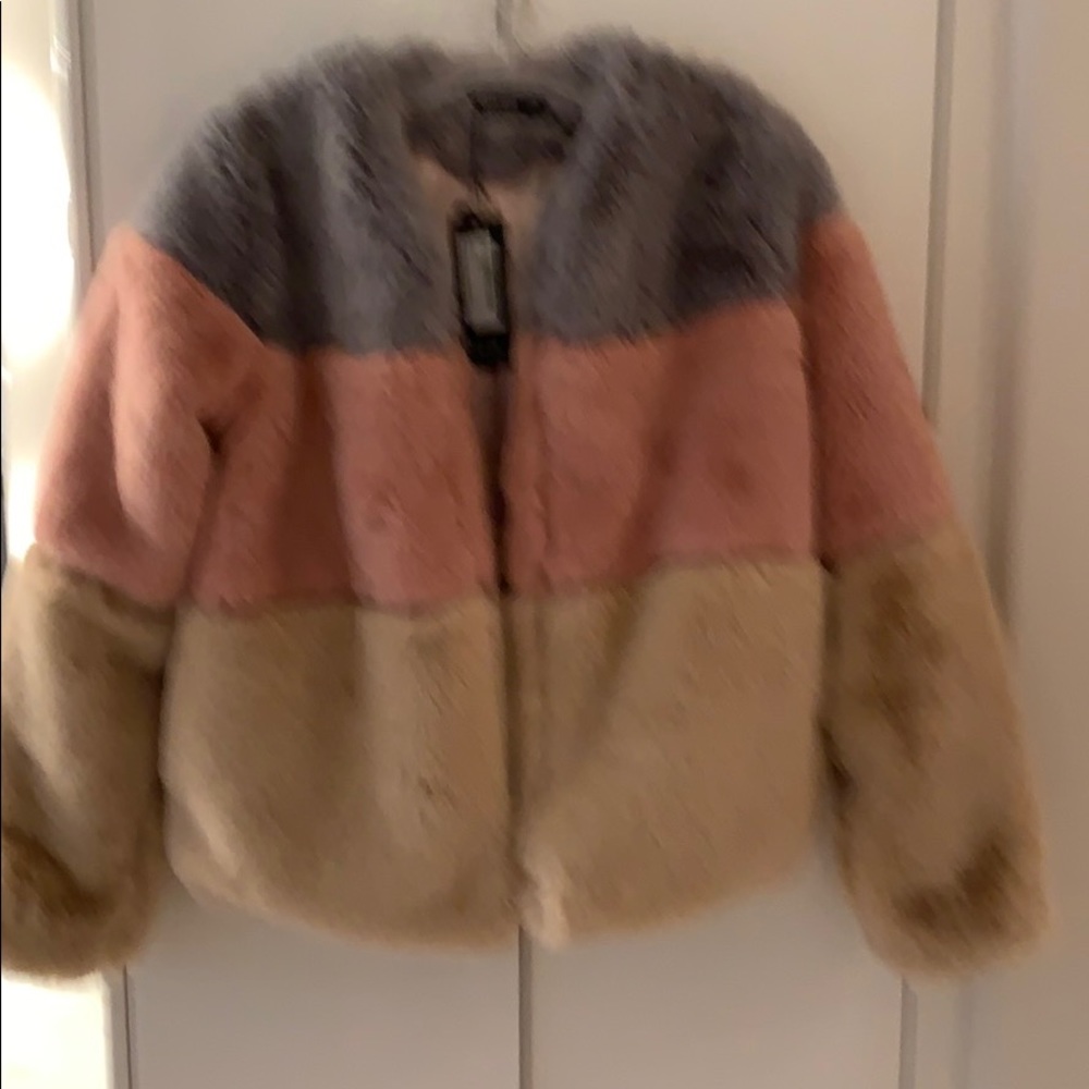 Nasty Gal faux fur color block  jacket